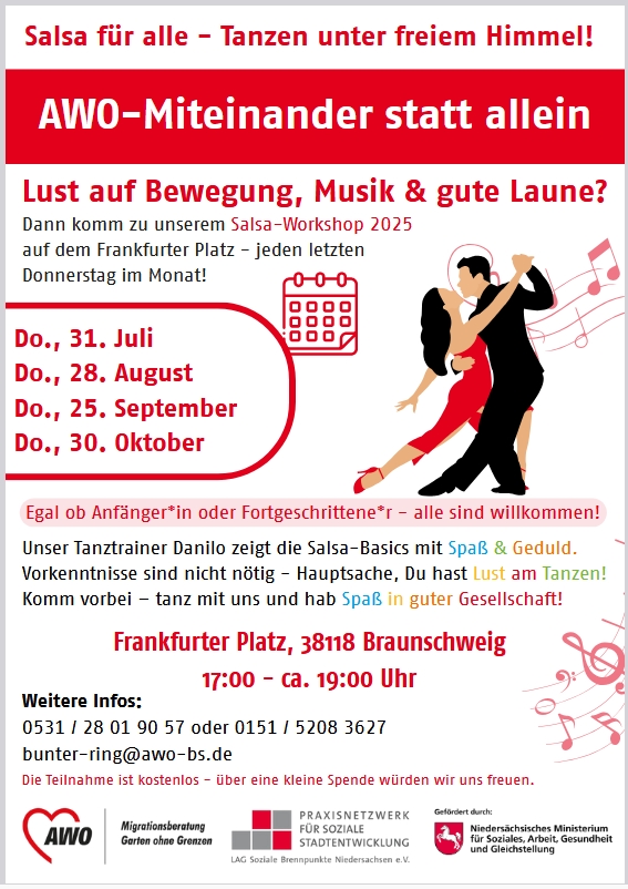 Salsa für alle - Tanzen unter freiem Himmel @ 38118 Braunschweig, Frankfurter Platz