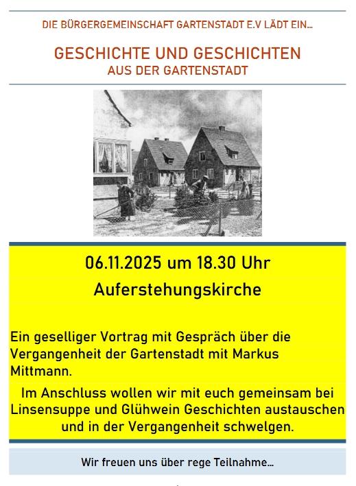 Geschichte und Geschichten aus der Gartenstadt @ 38122 Braunschweig, Süntelstr. 1, Ev.-luth. Auferstehungskirche