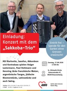 Einladung zum Konzert - Sakkoba-Trio @ Michaeliskirche, Echternstr. 67, 38100 Braunschweig